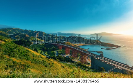 San Francisco's Golden Gate Bridge from Marin County Royalty-Free Stock Photo #1438196465