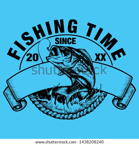 Fishing design vector file with blue background