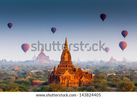 temples in Bagan, Myanmar, UNESCO World Heritage Site Royalty-Free Stock Photo #143824405