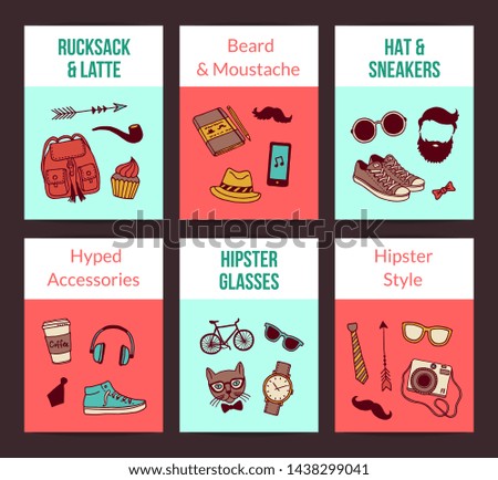 hipster doodle icons card fashion templates of set illustration