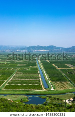 A landscape of fields in the delta of Neretva river, Opuzen, Dalmatia, Croatia 