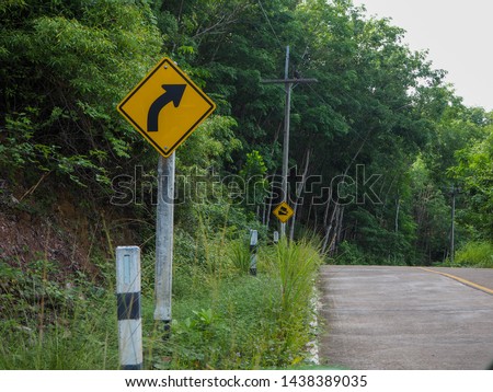 Traffic sign in countryside , Thailand