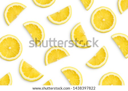 Lemon slices as pattern isolated on white background Royalty-Free Stock Photo #1438397822