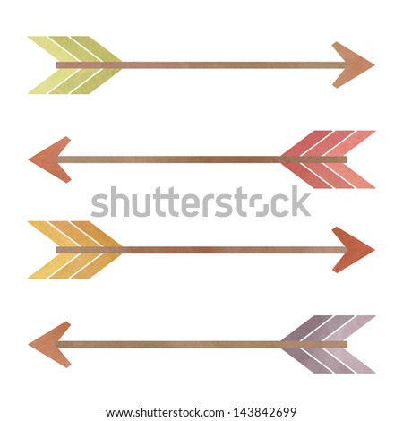 Set of Colorful Arrow Illustrations with Watercolor Texture