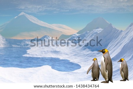 3D Illustration Penguins in Antarctica