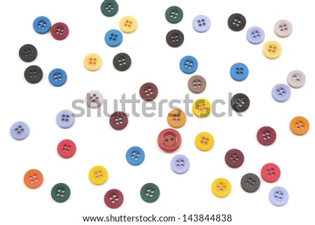 Assorted buttons on white Background.