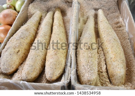 Vegetable Products for sell at food market, chinese yam