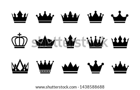 Royal crown icons collection set. Big collection crowns. Vintage vector crown.