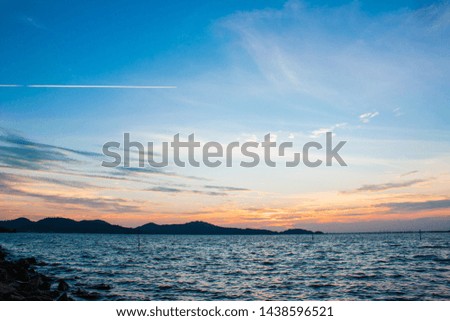 Sunset sea and orange sky