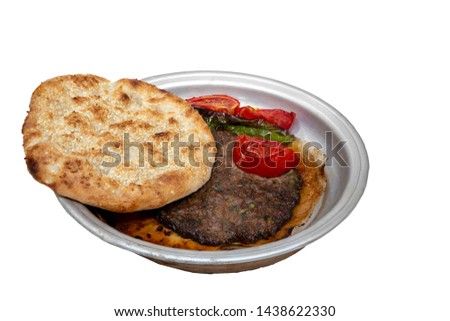 traditional hatay kebab with white background soled
