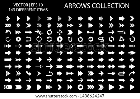 Arrow isolated vector icons set. Arrows icon collection for web, mobile app. Arrow vector download icon set. Arrows vector curve flat collection. Application digital button illustration 