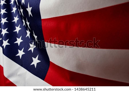 Close Up American Flag wave, Memorial Day or 4th of July, studio shot.