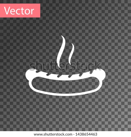 White Hotdog sandwich with mustard icon isolated on transparent background. Sausage icon. Fast food sign. Vector Illustration