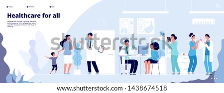 Medical landing page. Online clinical consult with diverse doctors. Healthcare vector concept. Medical doctor, clinic consultation webpage, medicine hospital illustration Royalty-Free Stock Photo #1438674518