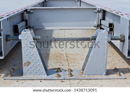 Metal frame on a concrete base. Preparation for construction work.