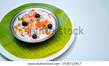 indian Delicious Curd Rice With Fruits Topping                 