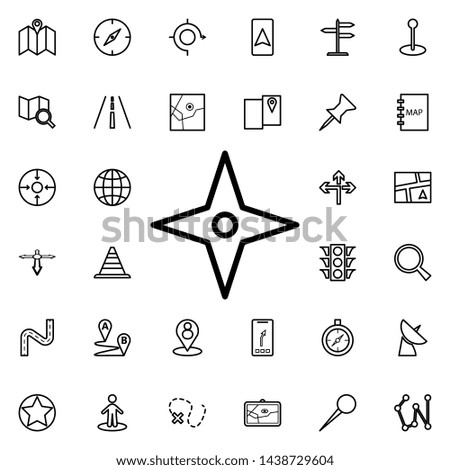 Four-pointed star icon. Universal set of navigation for website design and development, app development