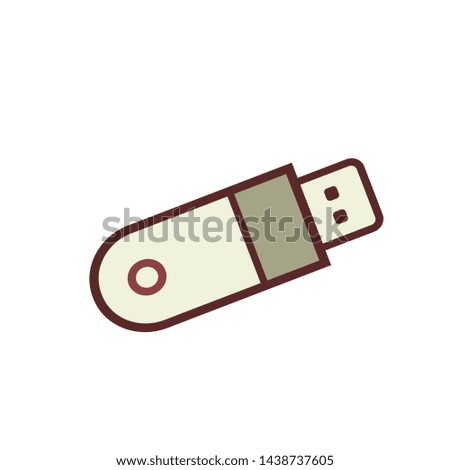 technology concept, flash disk illustration, red outline vector.