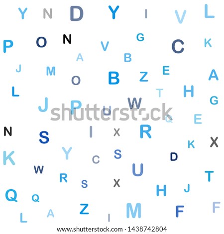 Light BLUE vector seamless texture with ABC characters. Abstract illustration with colored latin alphabet. Template for business cards, websites.
