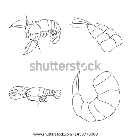 Isolated object of food and sea sign. Set of food and animal vector icon for stock.