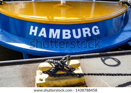 The letters HAMBURG written aboard the old ship