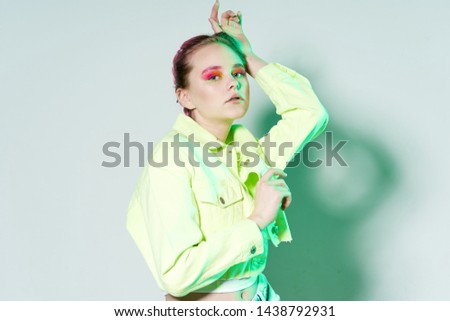 woman with makeup nature studio neon