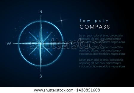 Abstract compass.  Low poly style design