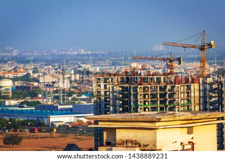 cityscape of high rise buildings for real estate projects . some buildings under construction 