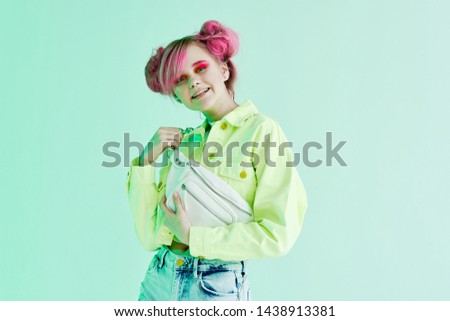 woman with pink hair neon beauty fashion style