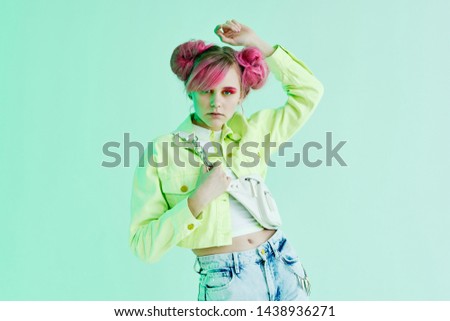 woman with pink neon hair