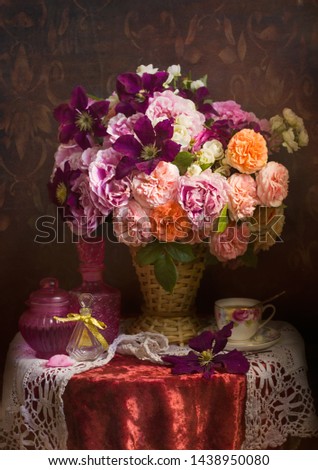 Still life with delicate roses