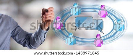 Man drawing a business communication concept