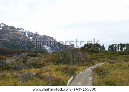 The path to the Laguna De los Tres and mountain Fitz Roy, Los Glaciares National Park, Patagonia, Argentina
