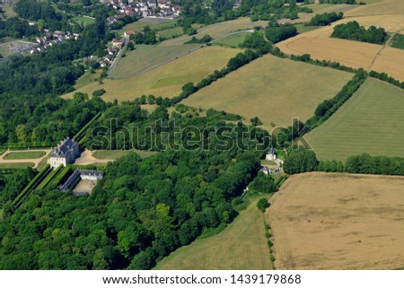 Chaussy, France - july 7 2017 : aerial picture of the Villarceaux estate