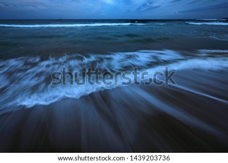 The sea has different faces at different times. It has the most beautiful faces at sunrise and sunset. This is a picture of Kleinbrak beach just before darkness.