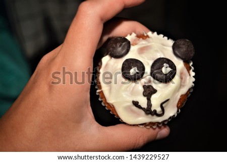 Cake "Panda". The child made himself.
