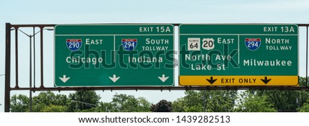 Direction sign to Chicago Milwaukee and Indiana - travel photography