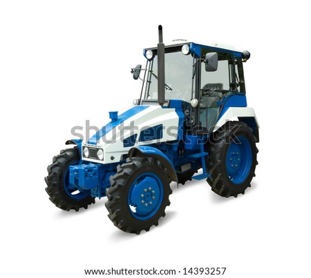 new blue bulldozer. Isolated with clipping path