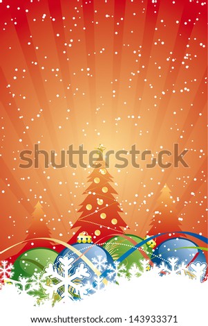 Vector Abstract Background with Christmas balls trees and decoration