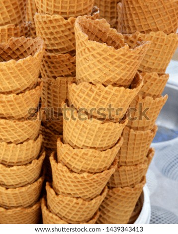 ice cream cones in ice cream shop
