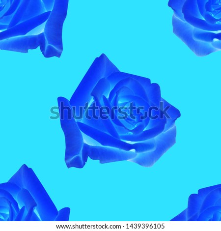 Seamless pattern with repeating buds of roses blue color