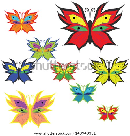 Collection of colorful butterflies.Vector eps10