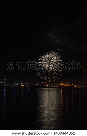 Pre holiday fireworks over the Vincent Thomas Bridge in San Pedro, CA