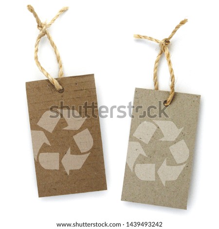 Recycled paper label with pictogram: recycling