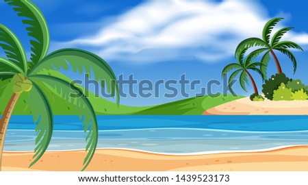Beautiful beach background scene illustration