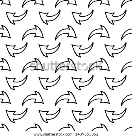 Seamless pattern Handdrawn doodle arrow icon. Hand drawn black arrow sketch. Sign symbol. Decoration element. White background. Isolated. Flat design. Vector illustration.