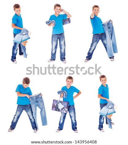 Boy with denim clothing collection
