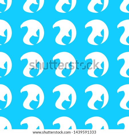 Seamless pattern of hand drawn vector eagle isolated on blue background. Fantastic dragon icon. Freehand seamless silhouette of mythology aminal. Fantasy outline illustration.