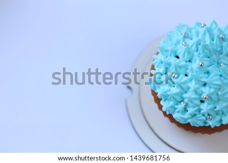 blue custard cupcake, birthday concept