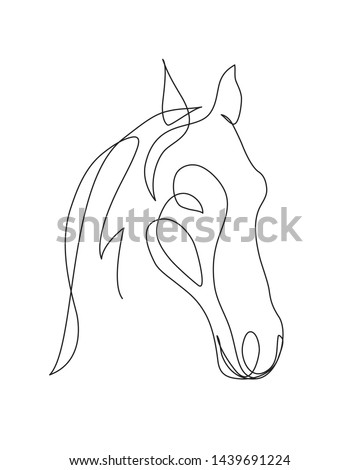 Horse head Continuous one line drawing art. Horse for logo, card, banner, poster, flyer - Editable line Vector